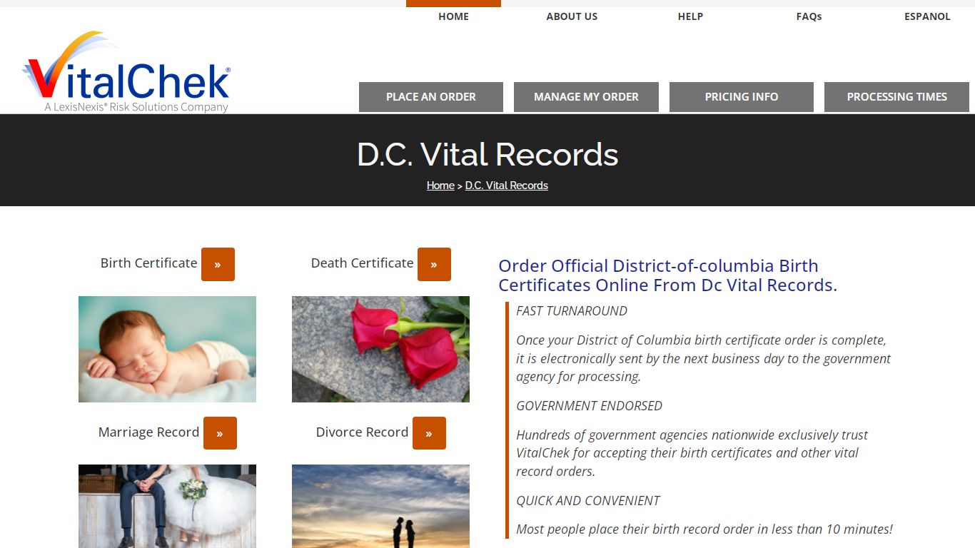 D.C. Vital Records (DC) | Order Certificates - VitalChek